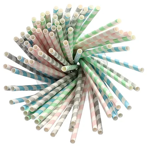 Drinkrietjes, papier Ø 6 mm x 20 cm assorti kleuren Stripes
