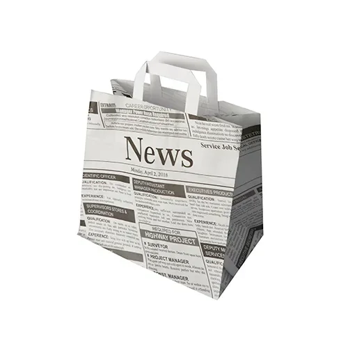 Draagtassen, papier 25 cm x 26 cm x 17 cm Newsprint met handvaten