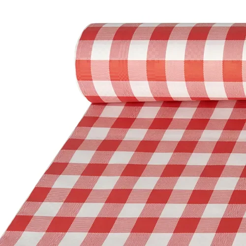 Tafelkleed papier met damastprint 50 m x 1 m rood “Vichy Karo”