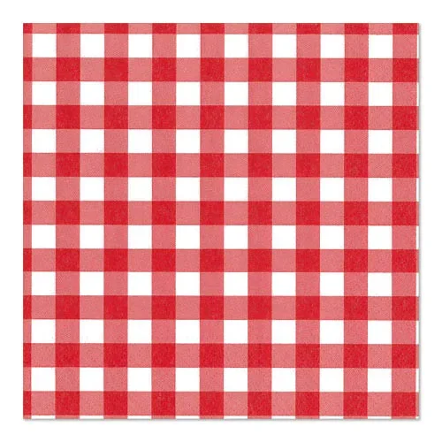 Servetten 3-laags 1/4 vouw 33 cm x 33 cm rood “Vichy Karo”