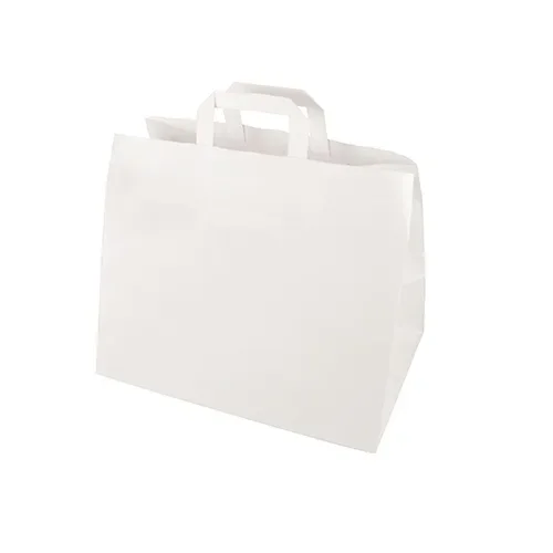 Draagtassen, papier 27 cm x 32 cm x 21,5 cm wit met handvaten