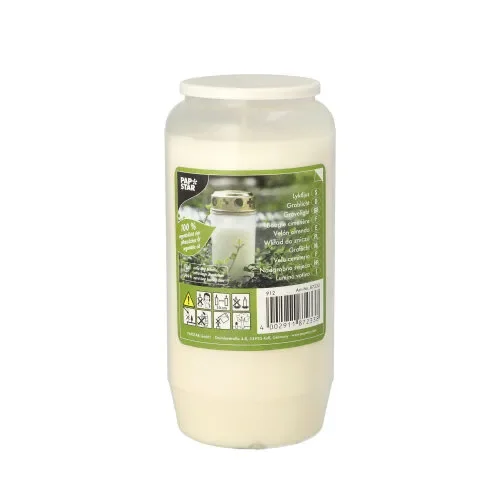Olie light T6, 100 % plantaardig vet Ø 7 cm x 14 cm wit transparante houder
