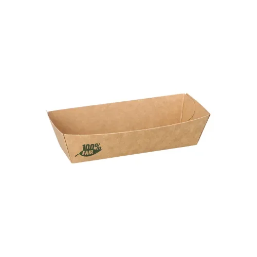 Snackbakje, karton “pure” 3 cm x 3,3 cm x 10,5 cm bruin “100% Fair”