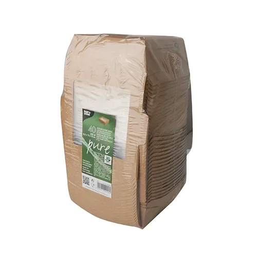 Verpakkingen voor delicatessen, carton met venster van PLA hoekig 650 ml 4,5 cm x 12 cm x 12 cm