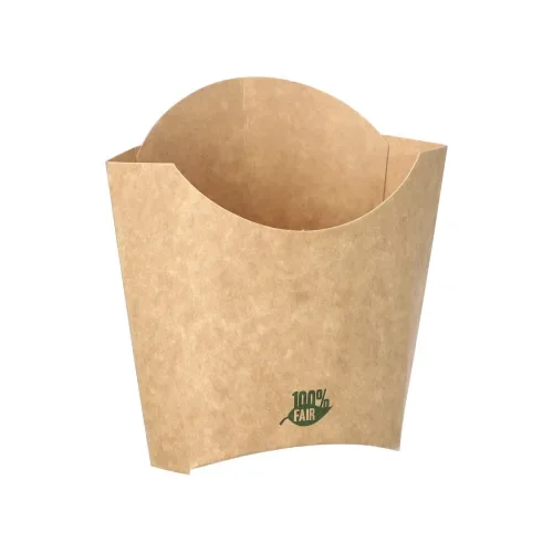 Friet Scoops, kraft karton “pure” 11 cm x 11,5 cm x 5,3 cm bruin “100% Fair” small