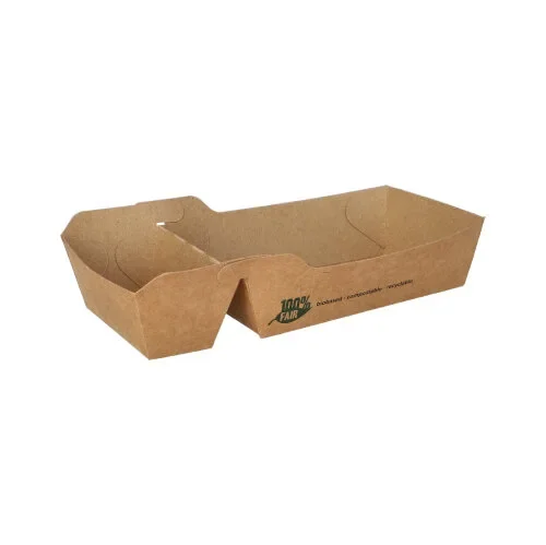Patatbakje, karton “pure” 2-vaks 3,5 cm x 7 cm x 12 cm bruin 100% Fair medium