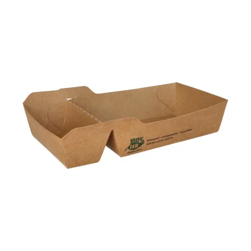 Patatbakje, karton “pure” 2-vaks 3,8 cm x 8,5 cm x 15,5 cm bruin 100% Fair extra large