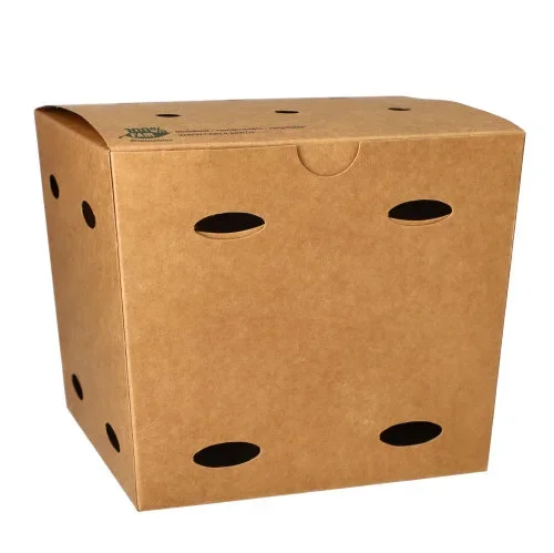 Friet boxen, Kraft karton “pure” 14 cm x 14,5 cm x 14,5 cm bruin “100% Fair” groot