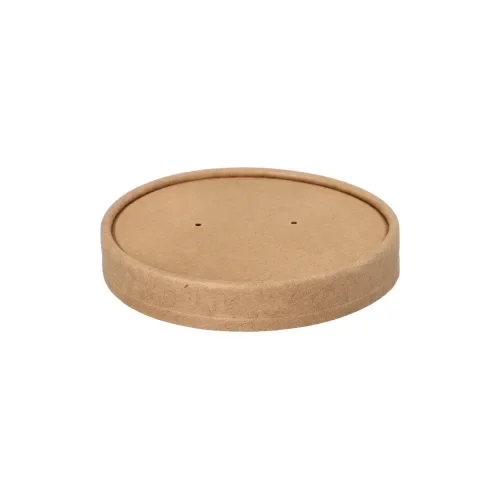 Deksel voor soep cup, karton rond Ø 9,8 cm x 1,6 cm bruin