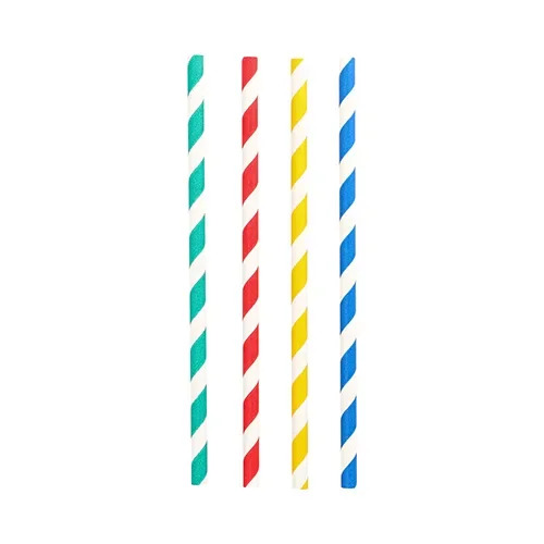 Shake rietjes, papier Ø 8 mm x 21 cm assorti kleuren Stripes
