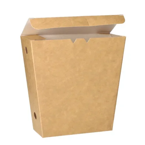 Friet Scoops, kraft karton “pure” 4,3 cm x 14,5 cm x 11 cm bruin met klapdeksel