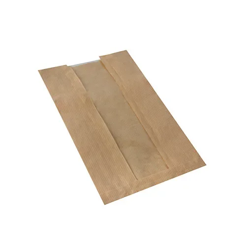 Broodzakken met PLA venster “pure” 30 cm x 16 cm x 6 cm bruin