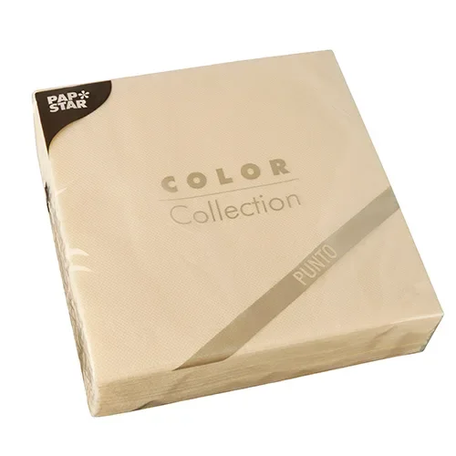 Servetten, 2-laags Punto 1/4 vouw 38 cm x 38 cm champagne micro reliëf