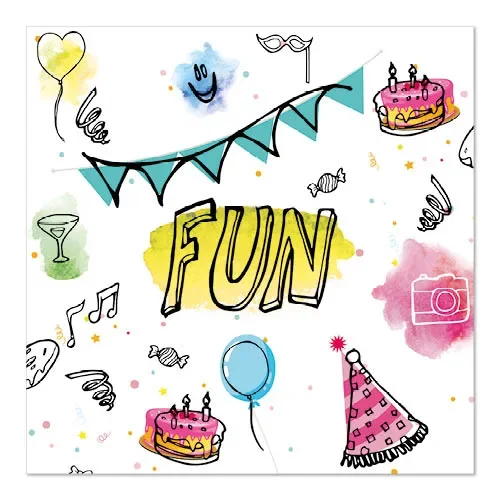 Servetten 3-laags 1/4 vouw 33 cm x 33 cm Fun