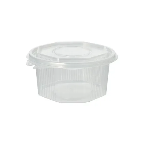 Verpakkingsbekers met deksel, PP achthoekig 500 ml 5,6 cm x 11 cm x 11 cm transparant