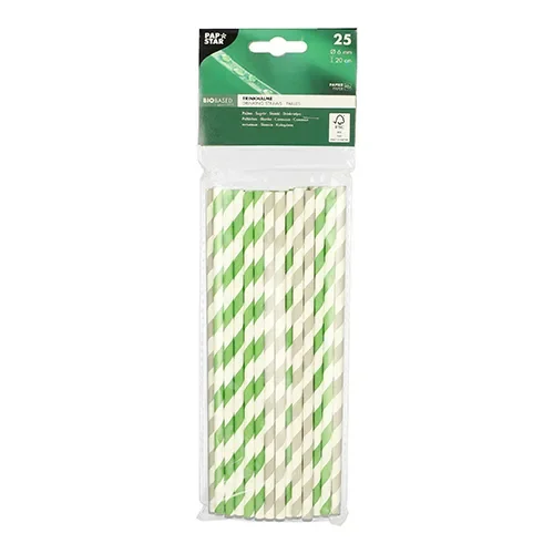Drinkrietjes, papier Ø 6 mm x 20 cm assorti kleuren Stripes