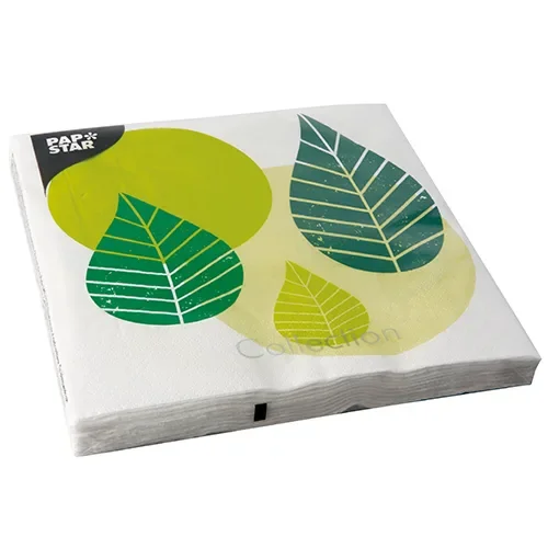 Servetten 3-laags 1/4 vouw 40 cm x 40 cm groen “Graphic Leaves”