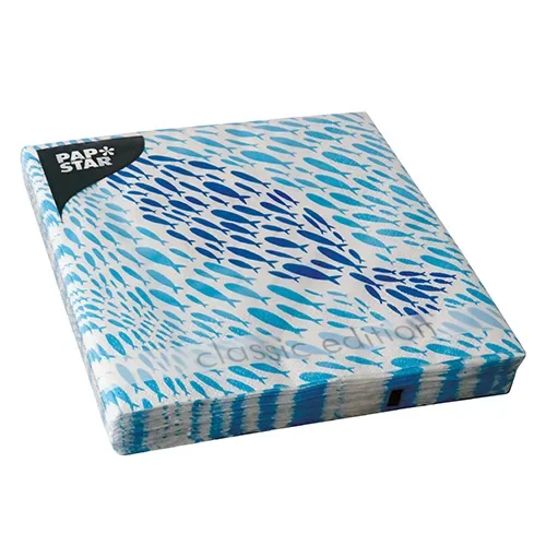 Servetten 3-laags 1/4 vouw 33 cm x 33 cm “Banc de Poissons”