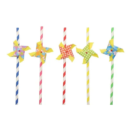 Drinkrietjes, papier Ø 6 mm x 20 cm assorti kleuren Windmill
