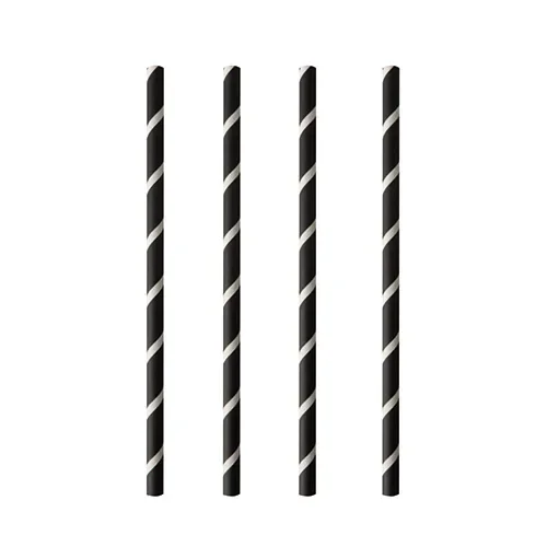 Shake rietjes, papier Ø 8 mm x 20 cm zwart/wit Stripes