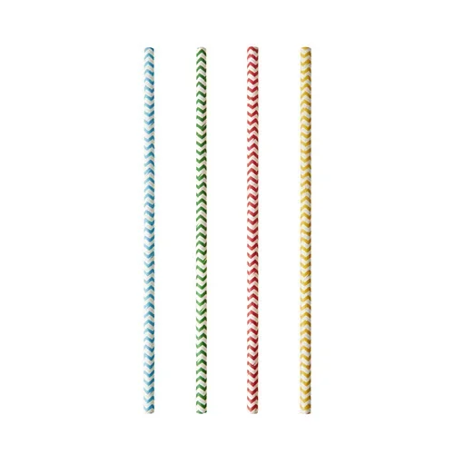 Drinkrietjes, papier Ø 6 mm x 20 cm assorti kleuren Zig-Zag
