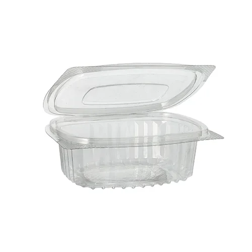 Saladeschalen met deksels, R-PET ovaal 250 ml 4,3 cm x 10,6 cm x 13,3 cm transparant