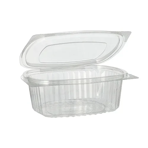 Saladeschalen met deksels, R-PET ovaal 500 ml 5,5 cm x 12,4 cm x 15 cm transparant