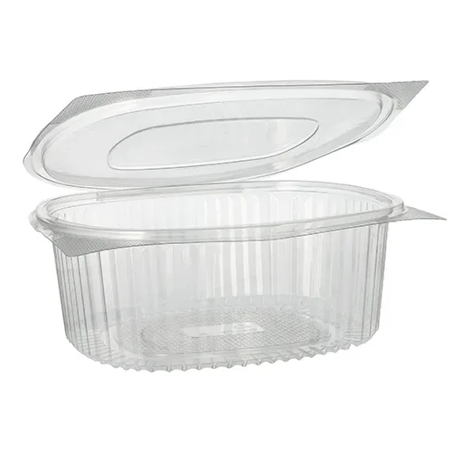 Saladeschalen met deksels, R-PET ovaal 1500 ml 7,6 cm x 18,2 cm x 20,8 cm transparant