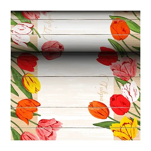 Tafellopers, Airlaid 24 m x 40 cm “Blooming Tulips”