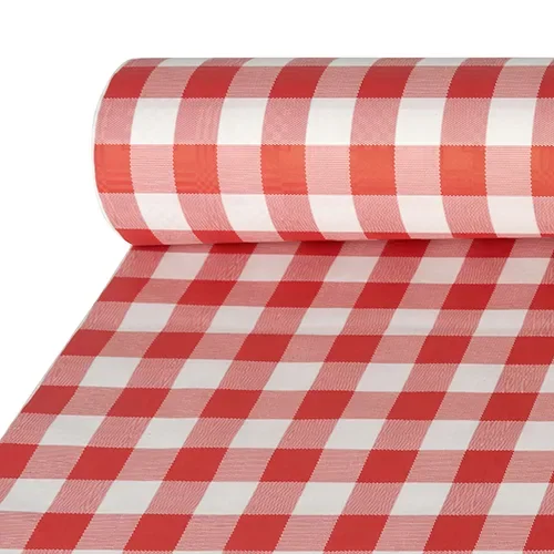 Tafelkleed papier met damastprint 50 m x 1 m rood “Vichy Karo”