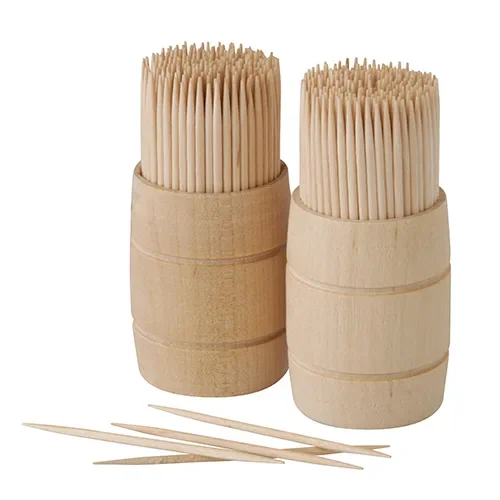 Tandenstokers, hout “pure” rond 6,8 cm in dispenserdoos