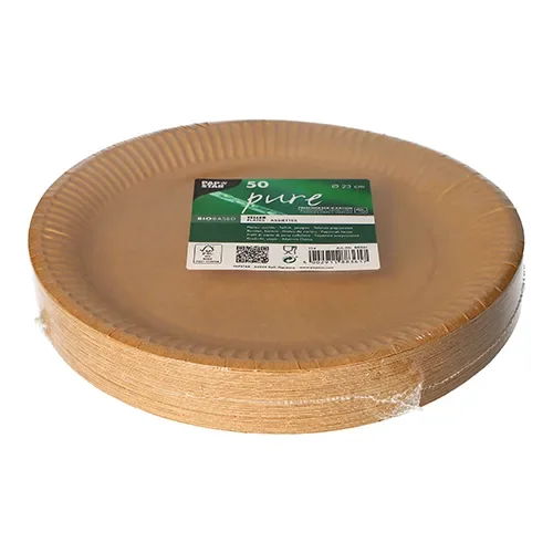 Borden, karton “pure” rond Ø 23 cm bruin
