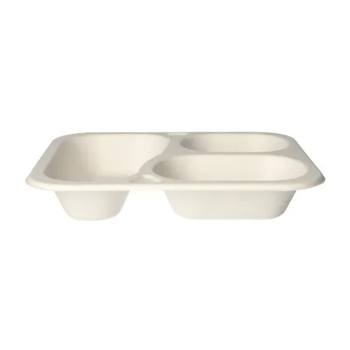Menubakken topseal, suikerriet 3-vaks 925 ml 4,2 cm x 21,2 cm x 25 cm wit