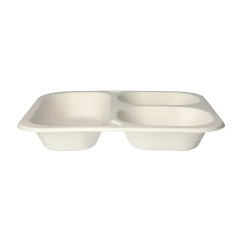 Menubakken topseal, suikerriet 3-vaks 1350 ml 4,2 cm x 24,5 cm x 26,5 cm wit