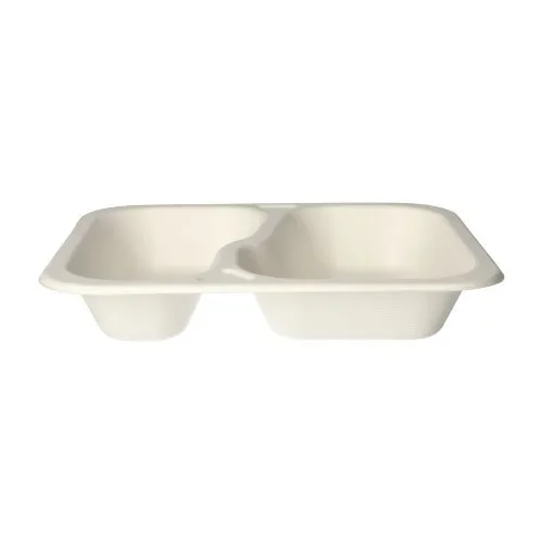 Menubakken topseal, suikerriet 2-vaks 1000 ml 4,2 cm x 21,2 cm x 25 cm wit