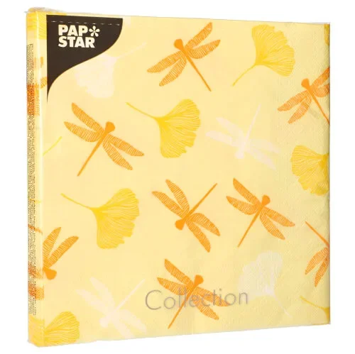 Servetten 3-laags 1/4 vouw 40 cm x 40 cm geel Ginko