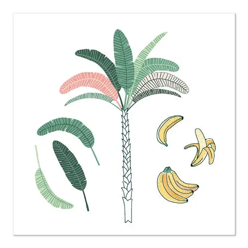 Servetten 3-laags 1/4 vouw 33 cm x 33 cm Palm and Bananas