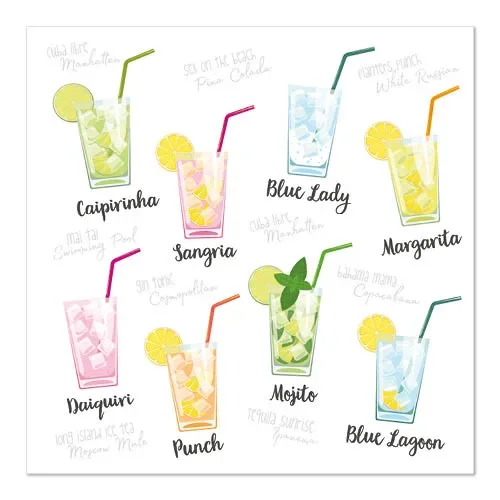 Servetten 3-laags 1/4 vouw 33 cm x 33 cm Cocktail