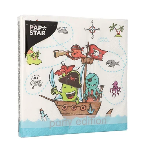 Servetten 3-laags 1/4 vouw 33 cm x 33 cm Pirate Crew