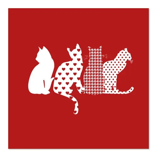 Servetten 3-laags 1/4 vouw 33 cm x 33 cm rood Cats