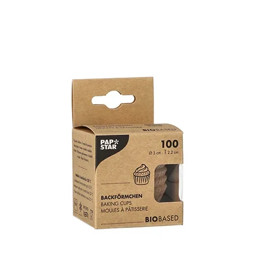 Bakvormpjes rond Ø 3 cm x 2,2 cm natuur gemaakt van verse houtvezels en cacaoschillen