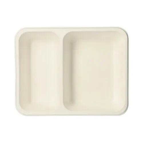Menubakken topseal, suikerriet 2-vaks 1250 ml 4,5 cm x 17,5 cm x 22,5 cm wit