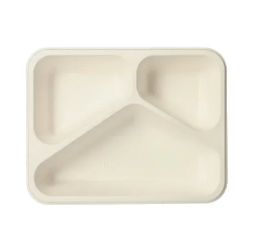 Menubakken topseal, suikerriet 3-vaks 1150 ml 4,5 cm x 17,5 cm x 22,5 cm wit