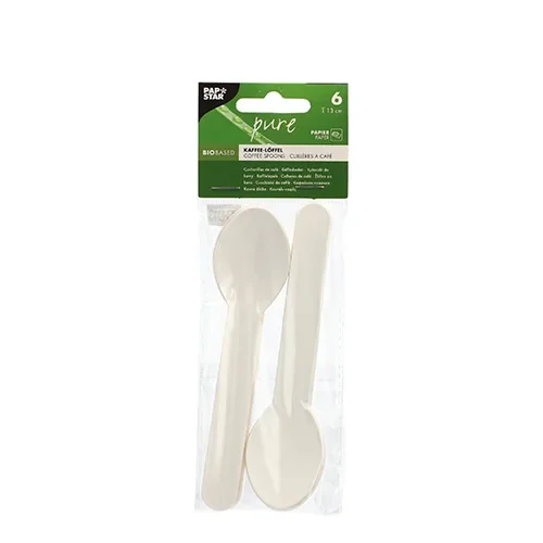 Koffielepels, papier “pure” 13 cm wit