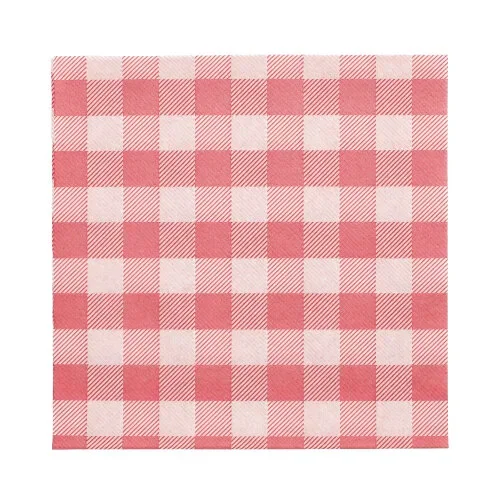 Servetten, 1-laags 1/4 vouw 33 cm x 33 cm rood/wit Vichy Karo