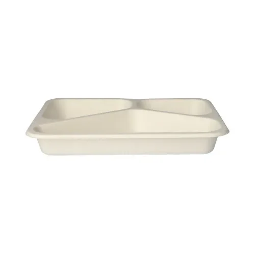 Menubakken topseal, suikerriet 3-vaks 850 ml 3 cm x 17,5 cm x 22,5 cm wit