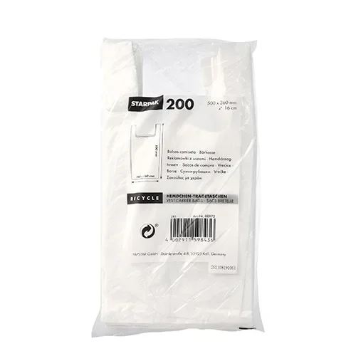 Hemddraagtassen, HDPE 50 cm x 26 cm x 16 cm wit