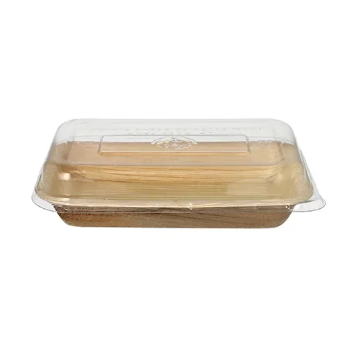 Schalen, Palmblad hoekig 200 ml 4,8 cm x 12 cm x 18 cm met rPET deksels