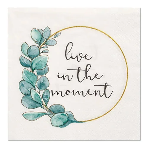 Servetten 3-laags 1/4 vouw 33 cm x 33 cm “Live in the Moment”