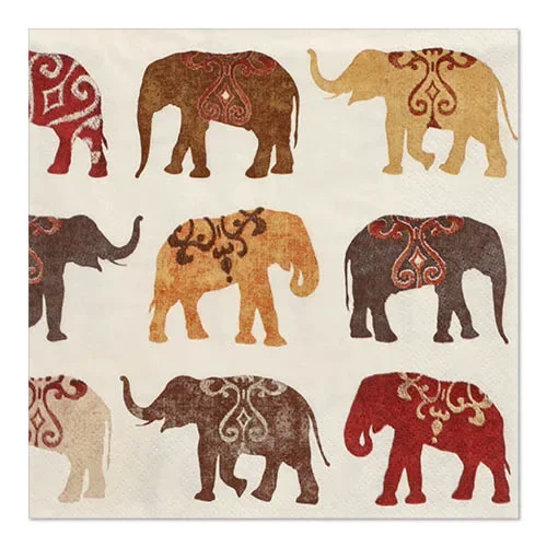 Servetten 3-laags 1/4 vouw 33 cm x 33 cm Elephants